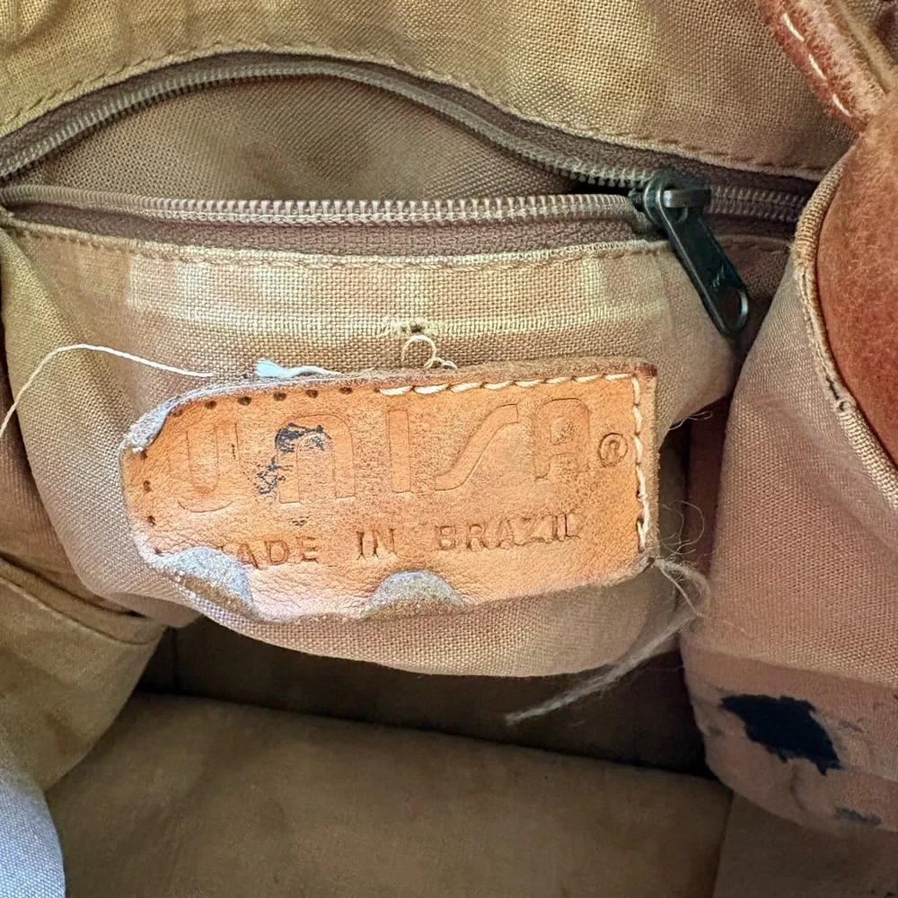 Unisa Tan Leather Hobo Shoulder Bag